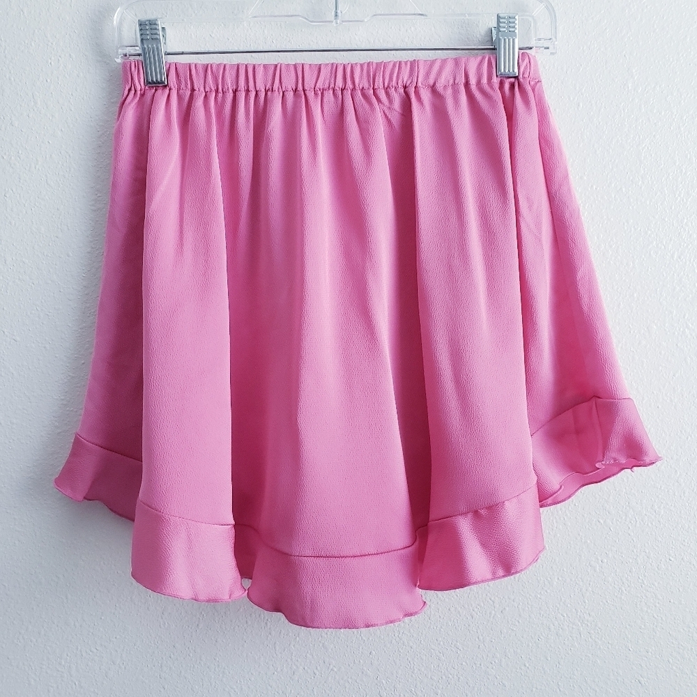 Free People Pink Ruffle Hem Shorts Unlined